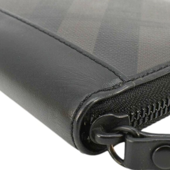 Burberry  Check Canvas Zip Around Wallet Grey - Picture 5 of 13